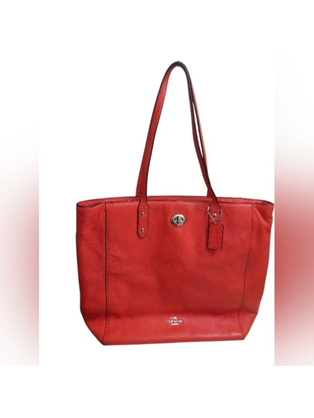 Coach Turn Lock Leather Shoulder Tote Hand Bag Y2K